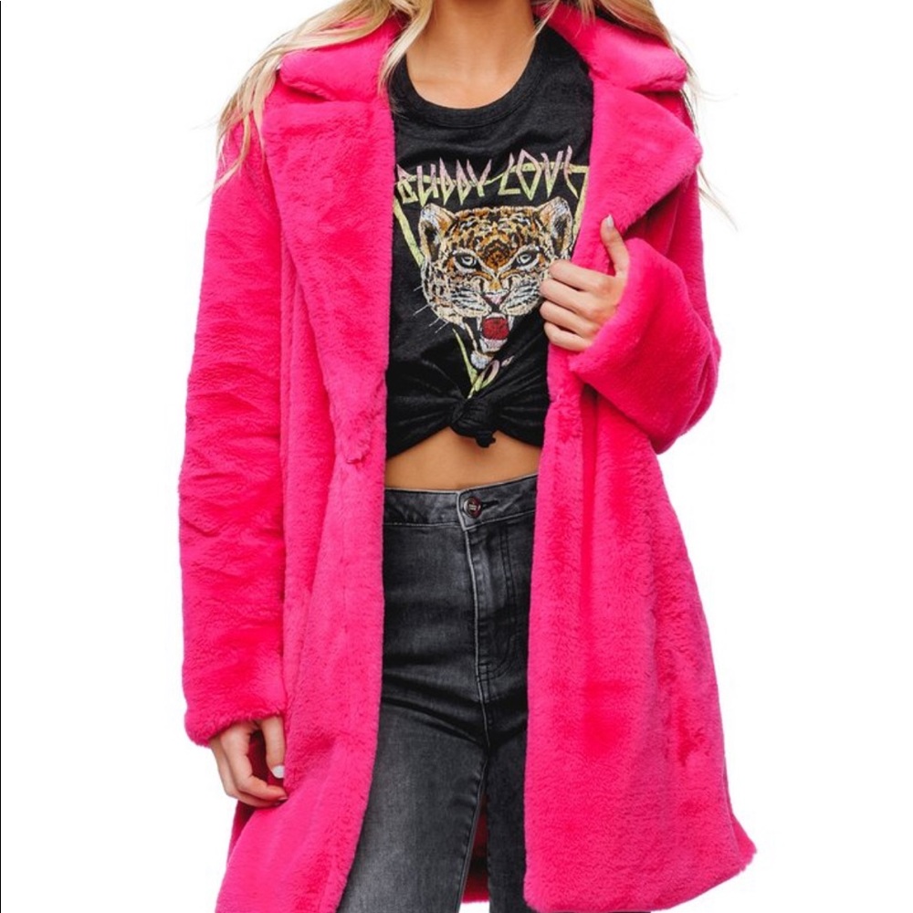 Hot Pink Fur Coat